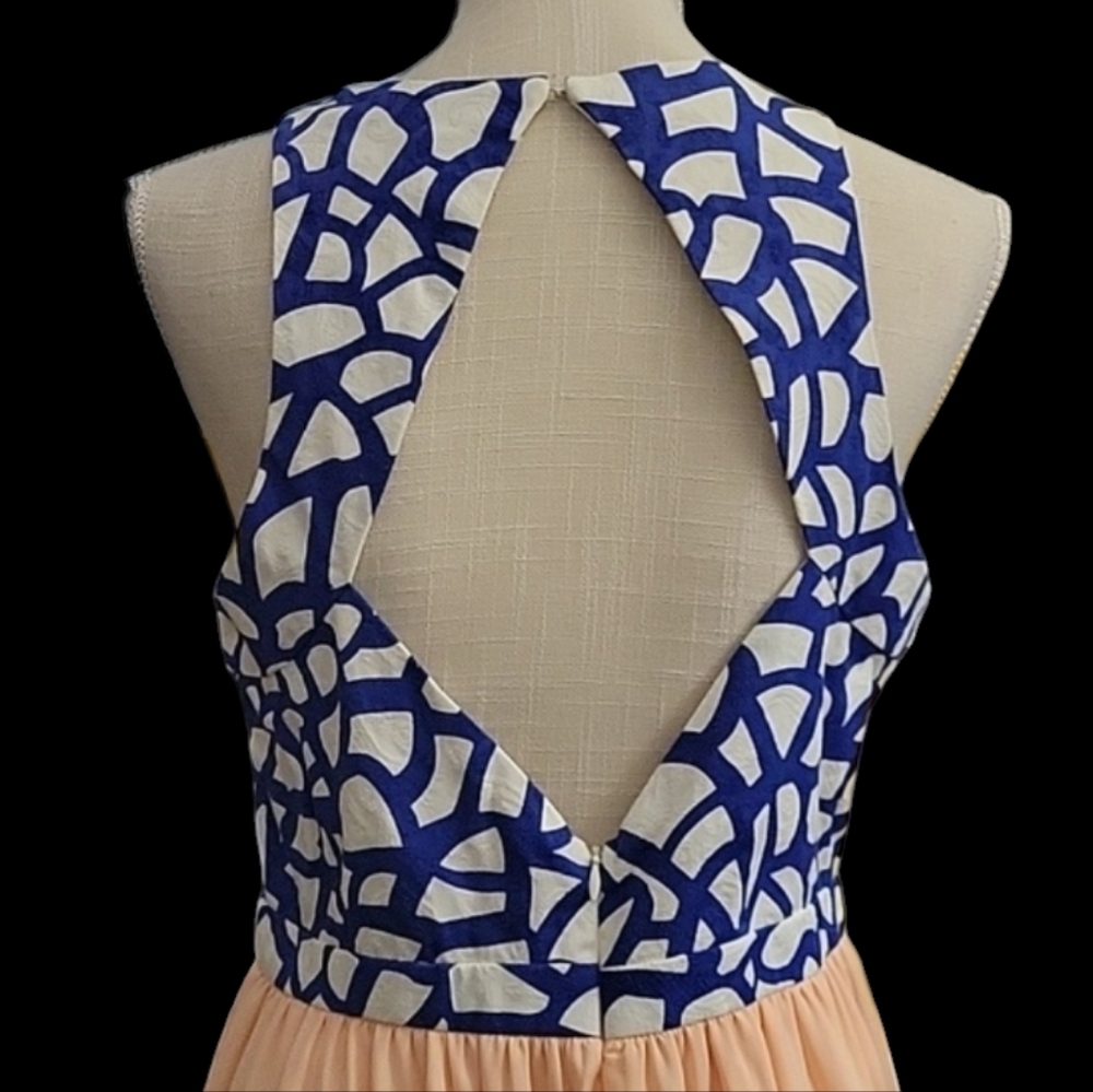 Jealous Tomato Chic Blue and Peach Halter Top Dress - Picture 3 of 4